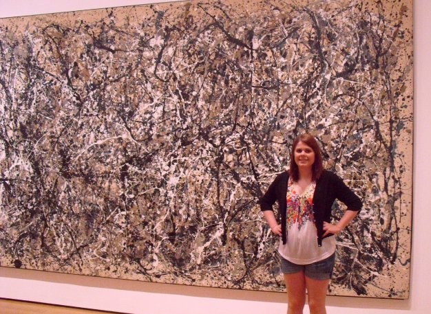 A friend in front of piece of Jackson Pollock's artwork at the Museum of Modern Art in New York City. 